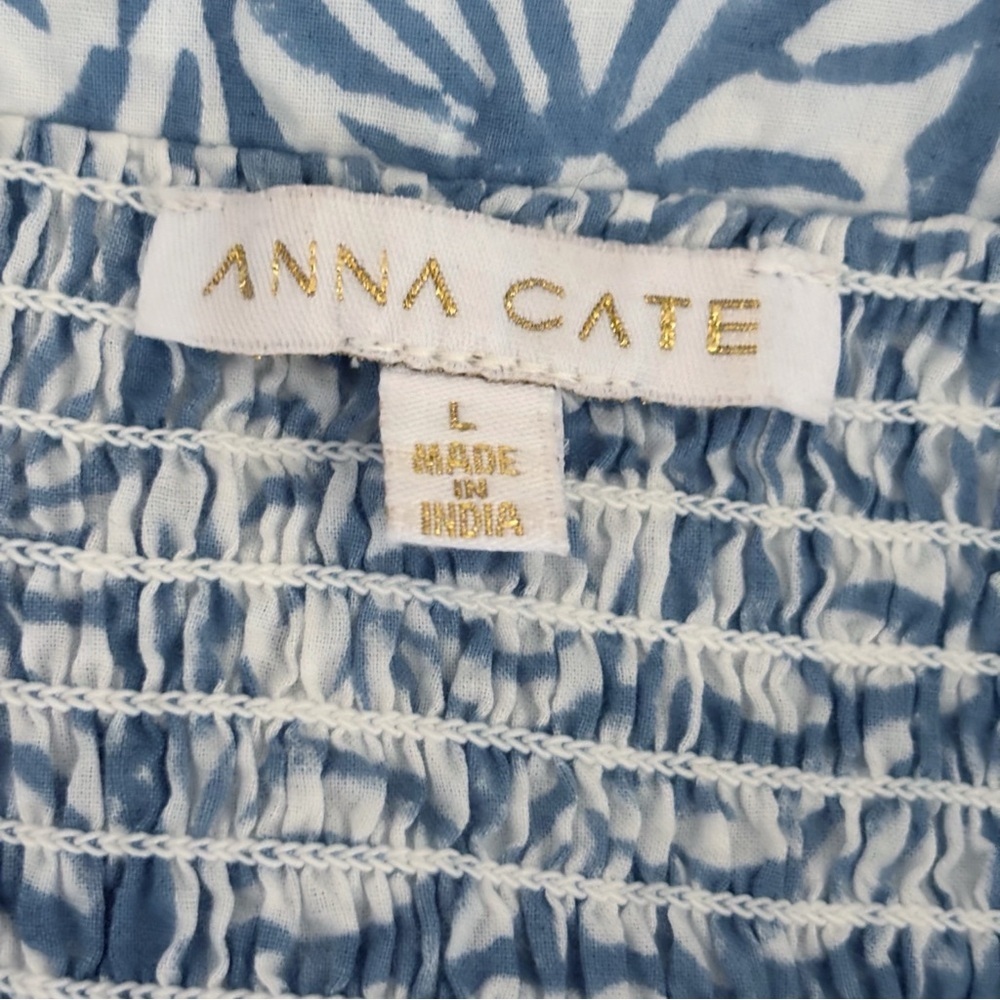 Anna Cate Blue Floral Square Neck Dress Large Coastal Boho - Picture 7 of 8